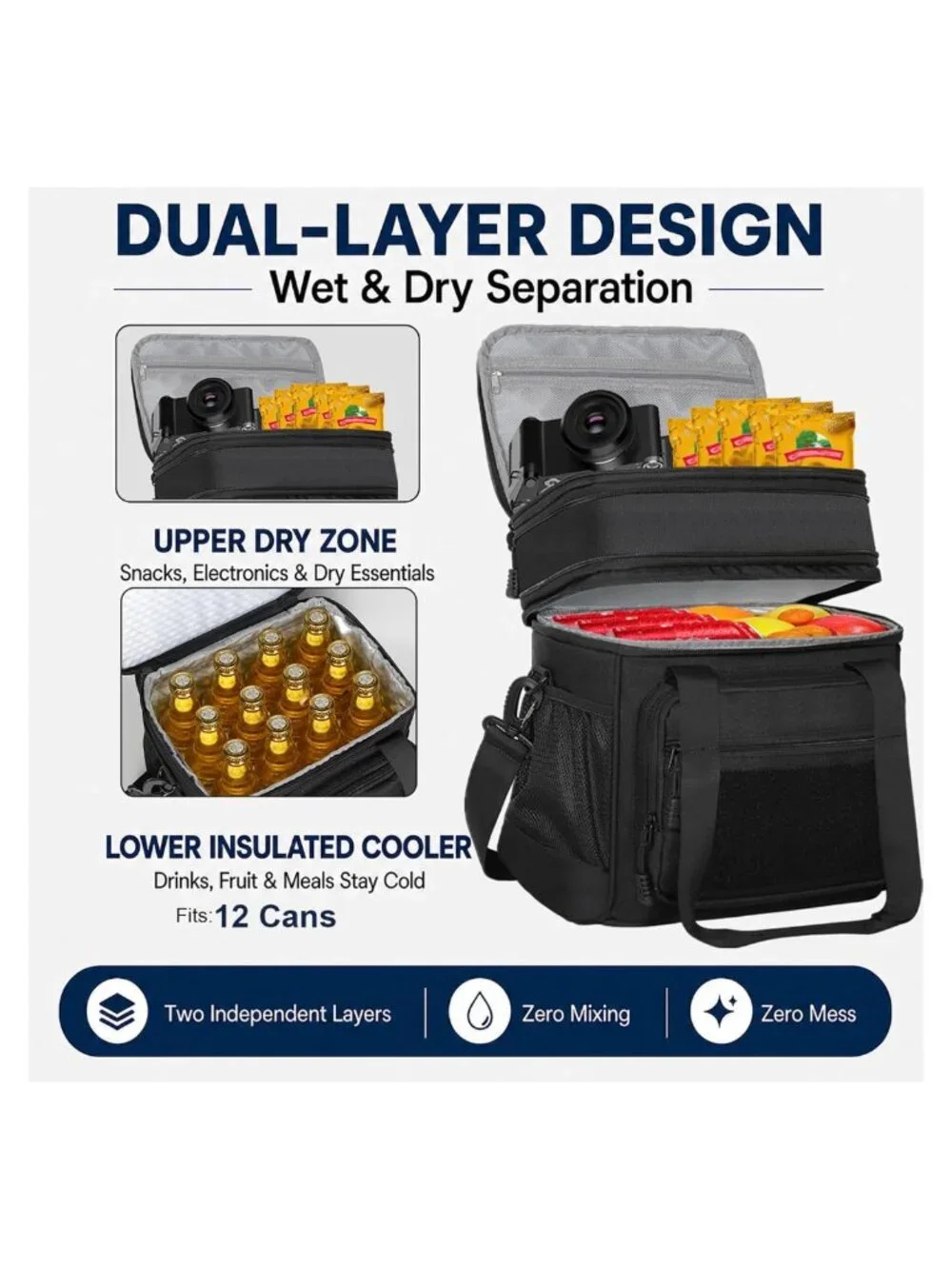 GLENKEY Tactical Lunch Box Expandable Insulated Leakproof Cooler Bag 16L